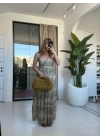 YEŞİL ASKILI ŞİFON ELBİSE