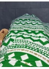 YEŞİL BEYAZ ETNİK DESEN CROP ETEK TAKIM