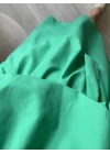 Yeşil Tek Kol Kuşaklı Poplin Elbise