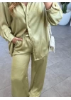 YEŞİL VİNTAGE SATEN GÖMLEK PANTOLON TAKIM