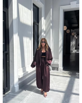 BORDO ŞALVAR MODEL SATEN PANTOLON