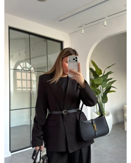 SİYAH KEMERLİ CEKET