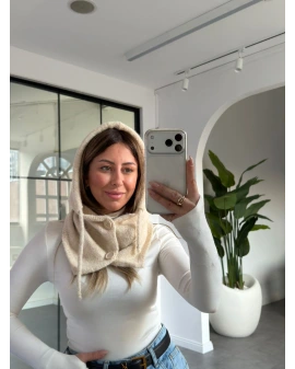 KREM DÜĞME DETAY BALACLAVA ŞAPKA