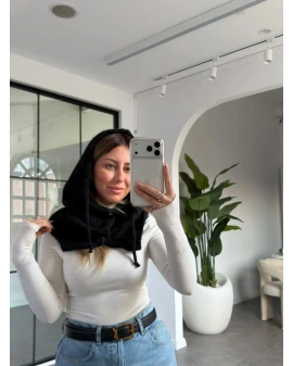 SİYAH DÜĞME DETAY BALACLAVA ŞAPKA