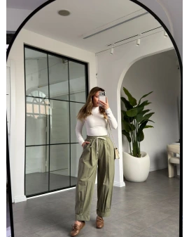 HAKİ PAÇA KATLAMALI PANTOLON