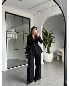 SİYAH BELDEN OTURTMALI CEKET TAKIM