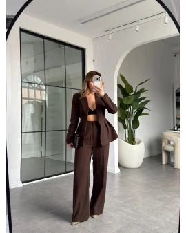 KAHVE BELDEN OTURTMALI CEKET TAKIM