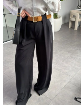 SİYAH KÖPRÜ DETAY KEMERLİ PANTOLON