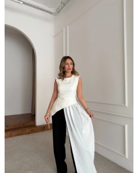 BEYAZ TASARIM TÜL BLUZ