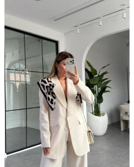 EKRU KIRLANGIÇ YAKA CEKET PANTOLON TAKIM