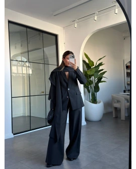 ANTRASİT ÇIKARILABİLİR ŞALLI CEKET PANTOLON TAKIM