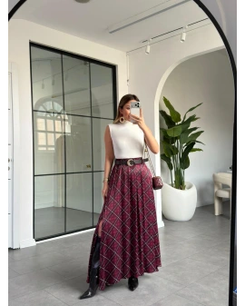 MÜRDÜM EKOSE DESEN SATEN ETEK 9690