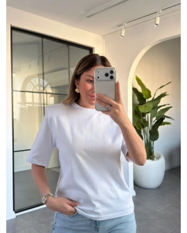 BEYAZ VATKALI T-SHİRT 1134