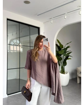 VİZON MODAL PELERİNLİ BLUZ 8789