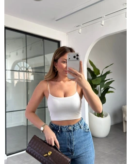 BEYAZ İNCE ASKILI CROP