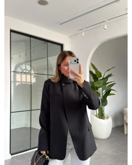 SİYAH HAKİM YAKA BLAZER CEKET 9714