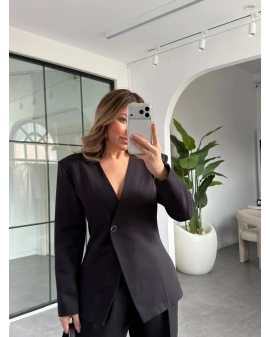 SİYAH LUNA BELDEN OTURTMALI BLAZER CEKET