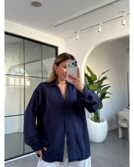 LACİVERT TRANSPARAN GÖMLEK 4914