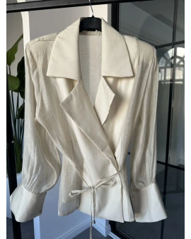 EKRU VATKALI KİMONO GÖMLEK 5029