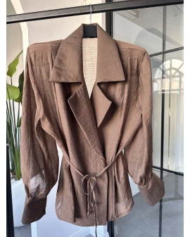 KAHVE VATKALI KİMONO GÖMLEK 5029