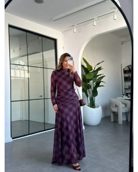 MÜRDÜM EKOSE DESEN BLUZ ETEK TAKIM 2095