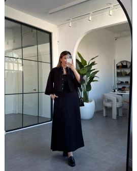 SİYAH ASKILI ELBİSE VE GÖMLEK TAKIM 9679