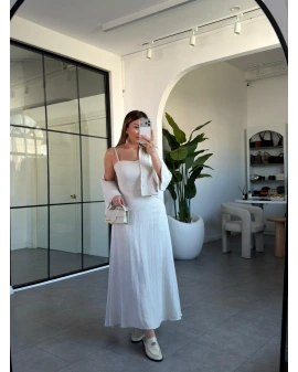 BEJ ASKILI ELBİSE VE GÖMLEK TAKIM 9679