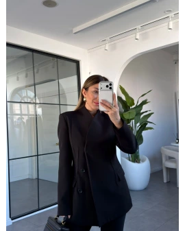 SİYAH GİZLİ DÜĞME CEKET