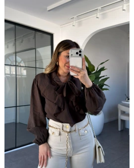 KAHVE ZR FIRFIRLI GÖMLEK