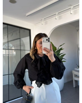 SİYAH ZR FIRFIRLI GÖMLEK