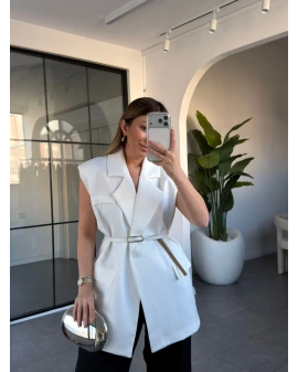 BEYAZ KEMERLİ SALAŞ YELEK 4545