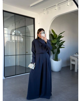 LACİVERT ŞAL YAKA GÖMLEK PANTOLON TAKIM 0679