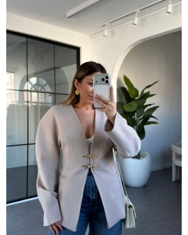 TAŞ GOLD KANCA DETAYLI CEKET 9726