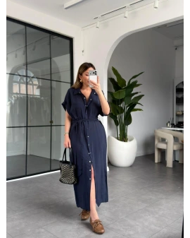 LACİVERT ZR DÜĞMELİ ELBİSE