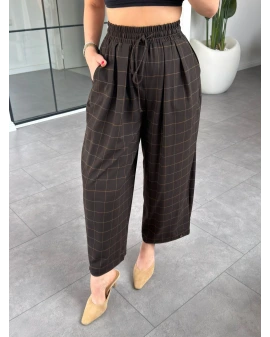 KAHVE EKOSE DESENLİ PANTOLON 51328