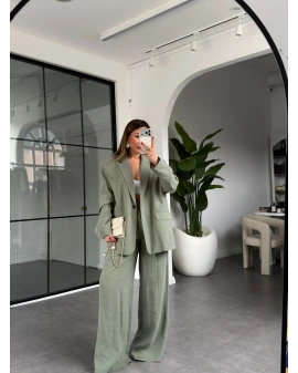 ÇAĞLA YEŞİLİ DOKULU TENSEL OVERSİZE CEKET TAKIM 95490