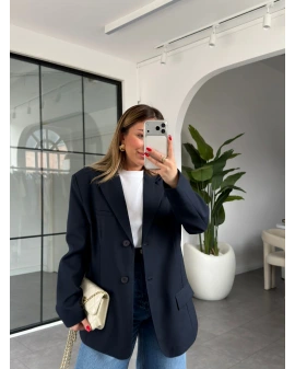 LACİVERT ÇİFT CEPLİ KRUVAZE YAKA CEKET