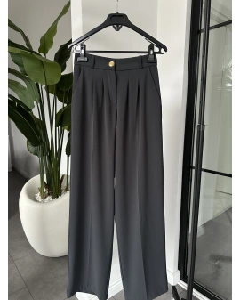 ANTRASİT GOLD DÜĞMELİ PİLELİ PALAZZO PANTOLON