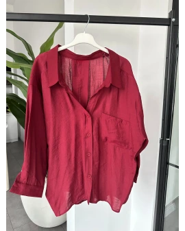 Bordo Tensel Viral Salaş Gömlek