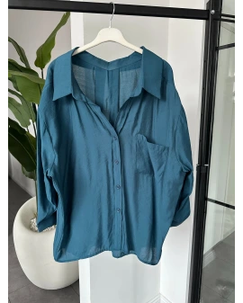 Petrol yeşili Tensel Viral Salaş Gömlek