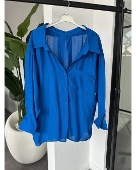 Sax Mavi Tensel Viral Salaş Gömlek