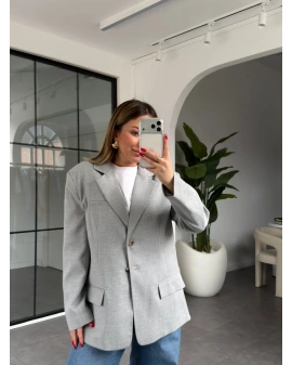 GRİ ÇİFT CEPLİ KRUVAZE YAKA CEKET