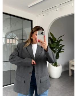 ANTRASİT ÇİFT CEPLİ KRUVAZE YAKA CEKET