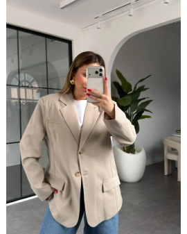 Taş Çift Cepli Kruvaze Yaka Ceket