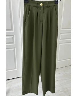 HAKİ GOLD DÜĞMELİ PİLELİ PALAZZO PANTOLON 51078