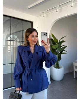 LACİVERT VATKALI KİMONO GÖMLEK 5029