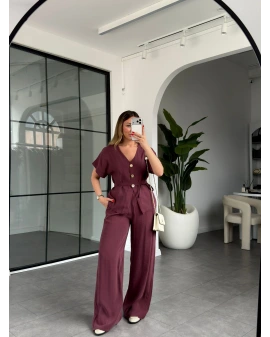 MÜRDÜM V YAKA DÜĞMELİ MODAL TAKIM 9521