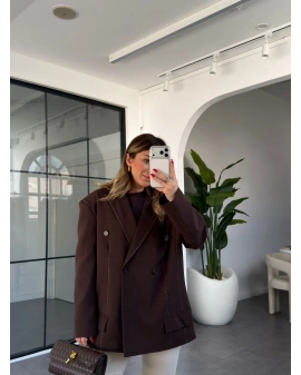 KAHVE PUNTA DİKİŞLİ CEKET 9713