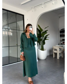 ZÜMRÜT GÖMLEK ELBİSE İKİLİ TAKIM