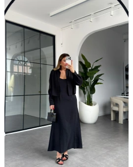 SİYAH GÖMLEK ELBİSE İKİLİ TAKIM